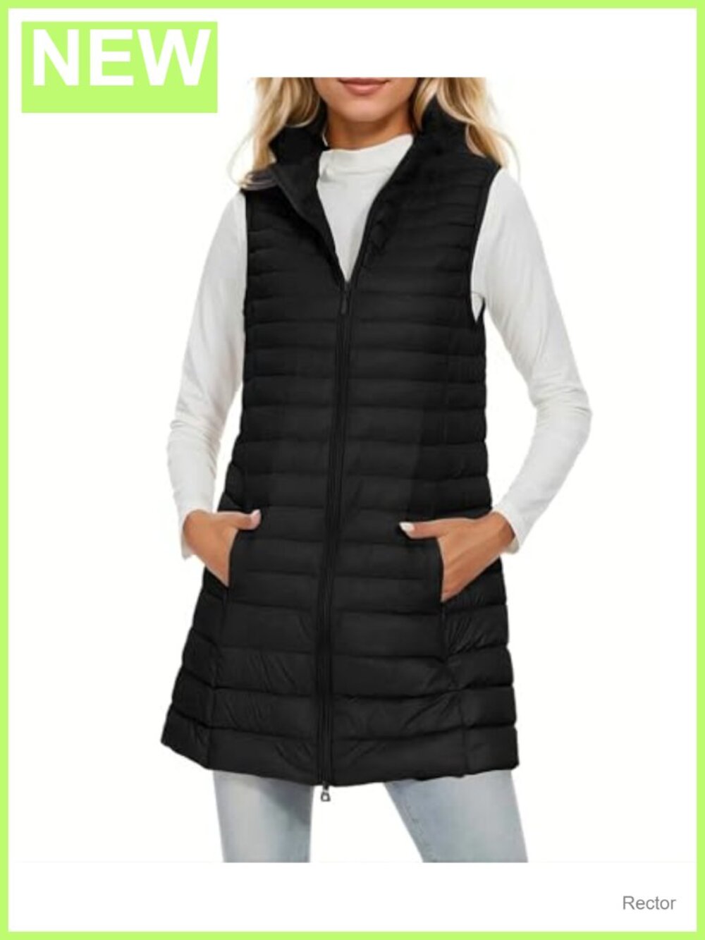 Women's Mid Long Quilted Puffer Vest Lightweight Down Packable